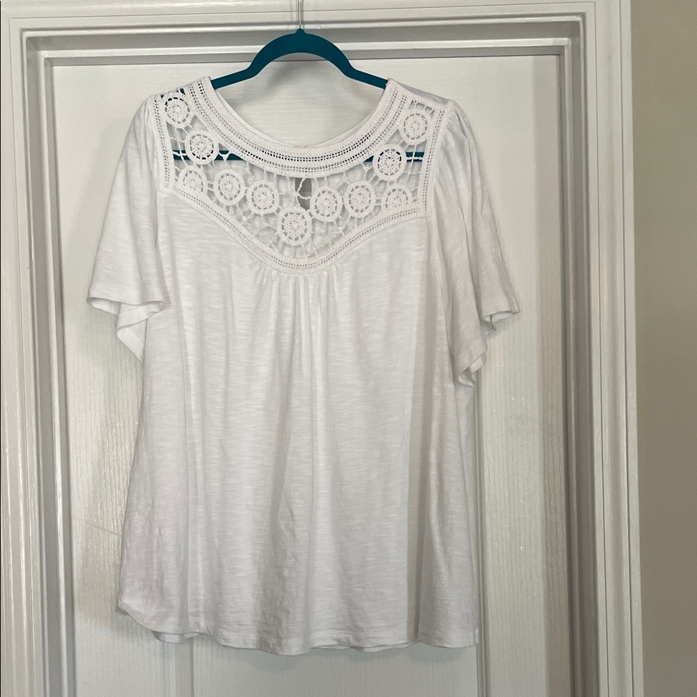 Lane Bryant White Lace Accent Top